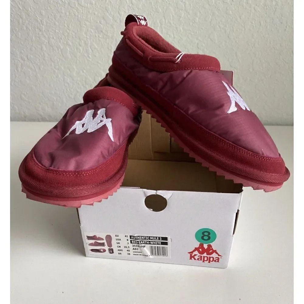 KAPPA Authentic MULE 3 Slip On Mules‎ Red Unisex Men’s Sz 8 Women’s 9.5 NEW